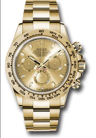 Replica Rolex Yellow Gold Cosmograph Daytona 40 Watch 116508 Champagne Index Dial - Click Image to Close